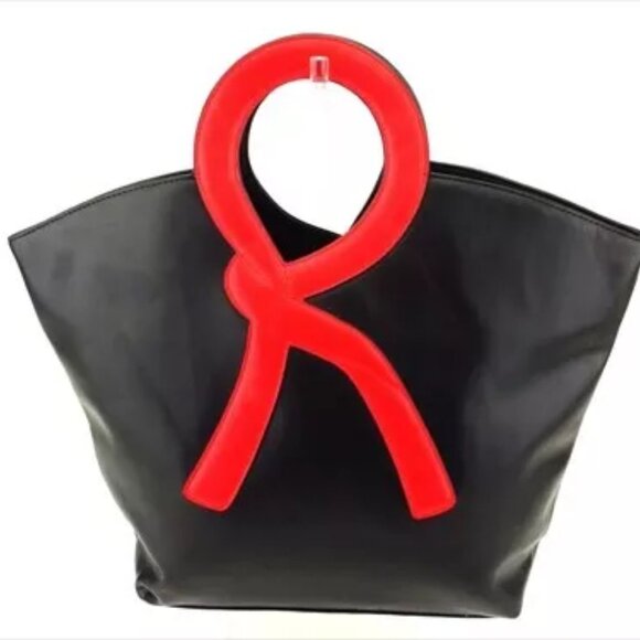 Roberta Di Camerino bag Hand bag Black Red leather unisex Authentic